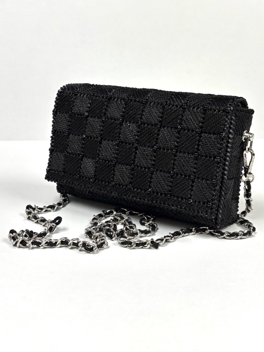New Hand Woven Black Beaded Purse/Bag
